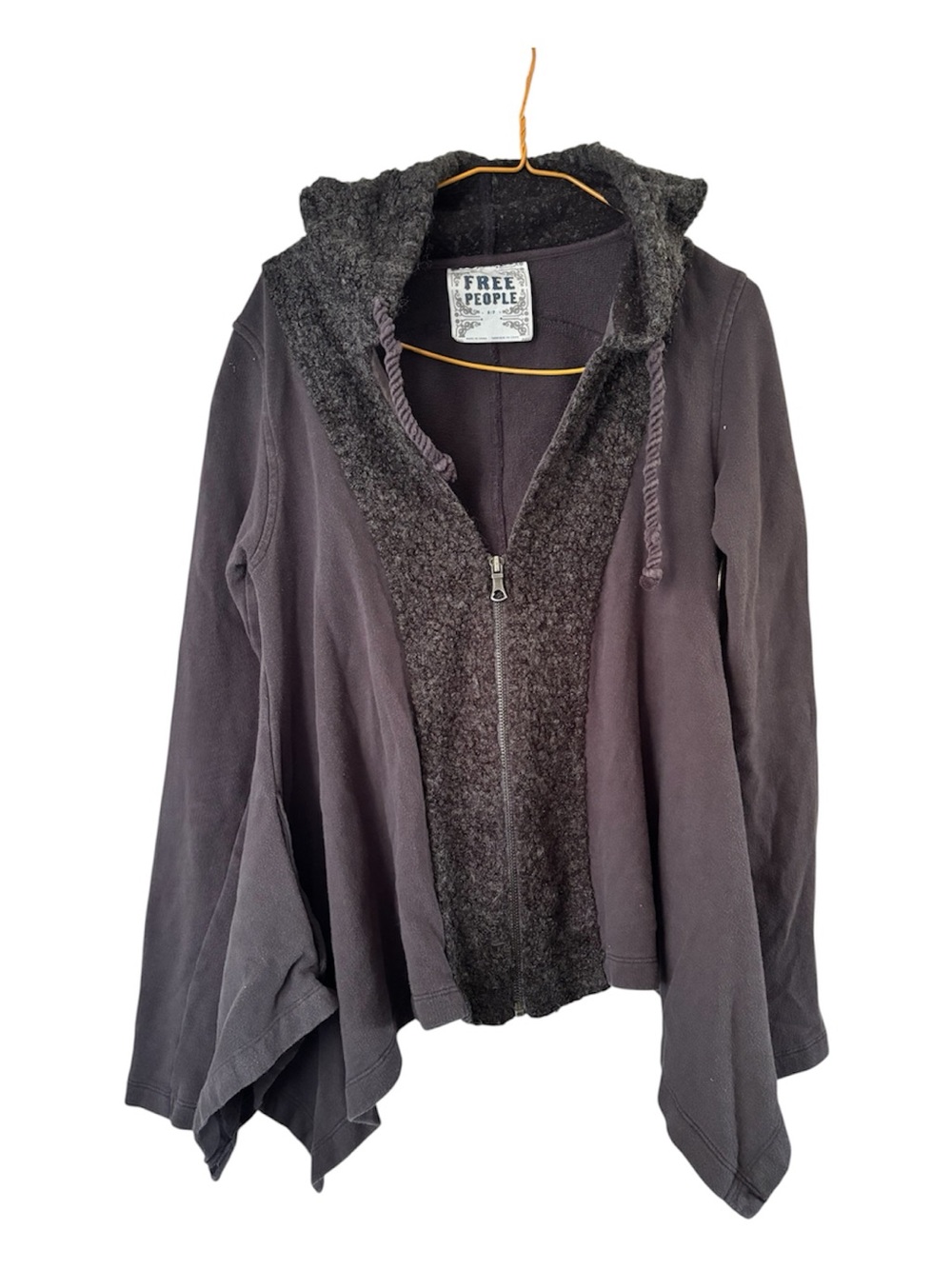 Free People full zip Cardigan Hooded Black/Grey